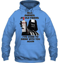 Load image into Gallery viewer, Darth vader loves Smirnoff Vodka Hello darkness my old friend i've come to drink with you again t shirt