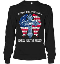 Load image into Gallery viewer, Stand for flag kneel for cross Vancouver Canucks jesus cross american flag wings shirt