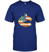 Load image into Gallery viewer, Vancouver Canucks american flag back shirt