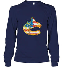 Load image into Gallery viewer, Vancouver Canucks american flag back shirt