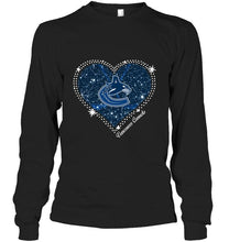 Load image into Gallery viewer, Vancouver Canucks heart glitter pattern fan shirt