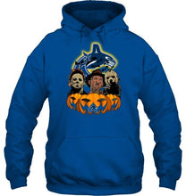 Load image into Gallery viewer, Vancouver Canucks halloween Michael Myers Freddy Krueger Jason pumpkin shirt
