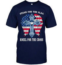 Load image into Gallery viewer, Stand for flag kneel for cross Vancouver Canucks jesus cross american flag wings shirt