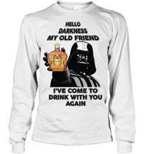Load image into Gallery viewer, Darth vader loves Crown Royal Whisky Hello darkness my old friend i've come to drink with you again t shirt