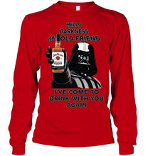 Load image into Gallery viewer, Darth vader loves Jim Beam Bourbon Hello darkness my old friend i've come to drink with you again t shirt