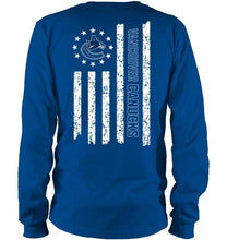 Load image into Gallery viewer, Vancouver Canucks star american flag on back shirt