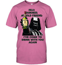 Load image into Gallery viewer, Darth vader loves Jameson Irish Whiskey Hello darkness my old friend i've come to drink with you again t shirt