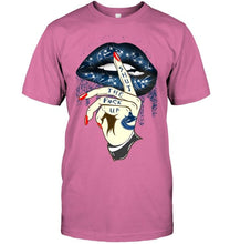 Load image into Gallery viewer, Shut the f ck up sexy Vancouver Canucks glittering lips shirt