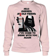 Load image into Gallery viewer, Darth vader loves Smirnoff Vodka Hello darkness my old friend i've come to drink with you again t shirt