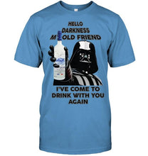 Load image into Gallery viewer, Darth vader loves Grey Goose Vodka Hello darkness my old friend i've come to drink with you again t shirt