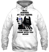 Load image into Gallery viewer, Darth vader loves Absolut Vodka Hello darkness my old friend i've come to drink with you again t shirt