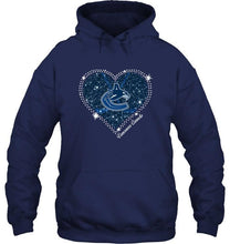 Load image into Gallery viewer, Vancouver Canucks heart glitter pattern fan shirt