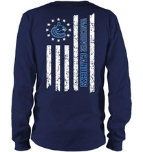 Load image into Gallery viewer, Vancouver Canucks star american flag on back shirt