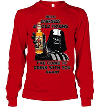 Load image into Gallery viewer, Darth vader loves Captain Morgan Rum Hello darkness my old friend i've come to drink with you again t shirt