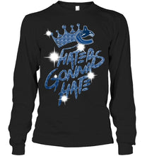 Load image into Gallery viewer, Vancouver Canucks crown haters gonna hate glitter pattern t shirt