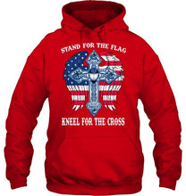 Load image into Gallery viewer, Stand for flag kneel for cross Vancouver Canucks jesus cross american flag wings shirt
