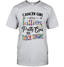 Load image into Gallery viewer, Cancer girl with tattoos pretty eyes and thick thighs Ash T Shirt
