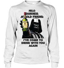 Load image into Gallery viewer, Darth vader loves Jameson Irish Whiskey Hello darkness my old friend i've come to drink with you again t shirt