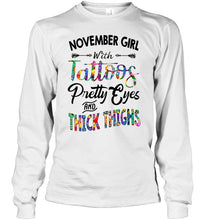 Load image into Gallery viewer, November girl with tattoos pretty eyes and thick thighs Ash T Shirt