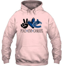 Load image into Gallery viewer, Peace love Vancouver Canucks fan t shirt