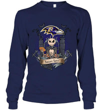 Load image into Gallery viewer, Baltimore Ravens Jack Skellington shirt