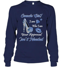 Load image into Gallery viewer, Vancouver Canucks girl i am who i am your approval isn't needed high heel lips diamond glitter pattern t shirt