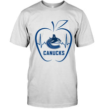 Load image into Gallery viewer, Vancouver Canucks heartbeat teacher apple simpson shirt