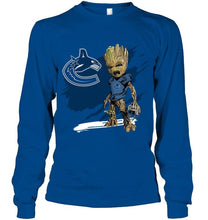 Load image into Gallery viewer, Vancouver Canucks angry baby groot ripped simpson shirt