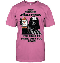 Load image into Gallery viewer, Darth vader loves Jim Beam Bourbon Hello darkness my old friend i've come to drink with you again t shirt
