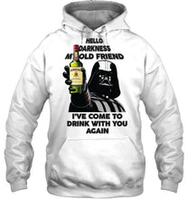 Load image into Gallery viewer, Darth vader loves Jameson Irish Whiskey Hello darkness my old friend i've come to drink with you again t shirt