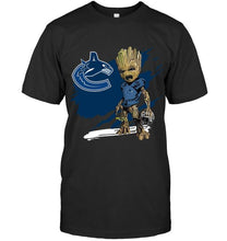 Load image into Gallery viewer, Vancouver Canucks angry baby groot ripped simpson shirt