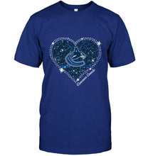 Load image into Gallery viewer, Vancouver Canucks heart glitter pattern fan shirt