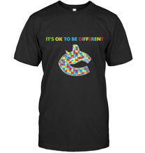 Load image into Gallery viewer, Vancouver Canucks autism It's okie to be different t shirt