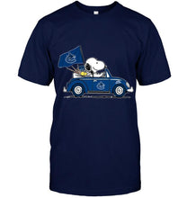 Load image into Gallery viewer, Snoopy drives Vancouver Canucks beetle car fan t shirt