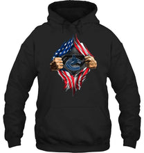 Load image into Gallery viewer, Vancouver Canucks superman ripped american flag shirt