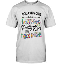 Load image into Gallery viewer, Aquarius girl with tattoos pretty eyes and thick thighs Ash T Shirt
