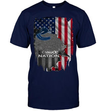 Load image into Gallery viewer, Vancouver Canucks nation american flag ripped shirt
