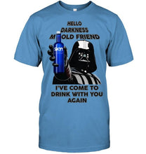 Load image into Gallery viewer, Darth vader loves Skyy Vodka Hello darkness my old friend i've come to drink with you again t shirt