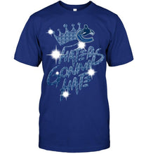Load image into Gallery viewer, Vancouver Canucks crown haters gonna hate glitter pattern t shirt