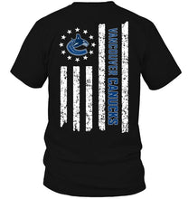 Load image into Gallery viewer, Vancouver Canucks star american flag on back shirt