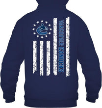 Load image into Gallery viewer, Vancouver Canucks star american flag on back shirt
