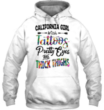Load image into Gallery viewer, california girl tattoos pretty eyes and thick thighs White T Shirt