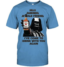 Load image into Gallery viewer, Darth vader loves Jim Beam Bourbon Hello darkness my old friend i've come to drink with you again t shirt