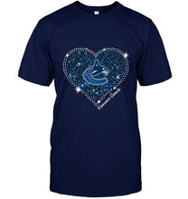 Load image into Gallery viewer, Vancouver Canucks heart glitter pattern fan shirt