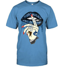 Load image into Gallery viewer, Shut the f ck up sexy Vancouver Canucks glittering lips shirt