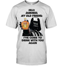 Load image into Gallery viewer, Darth vader loves Crown Royal Whisky Hello darkness my old friend i've come to drink with you again t shirt