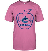 Load image into Gallery viewer, Vancouver Canucks heartbeat teacher apple simpson shirt