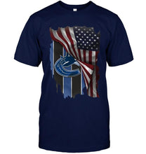 Load image into Gallery viewer, Vancouver Canucks american flag fan shirt