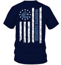 Load image into Gallery viewer, Vancouver Canucks star american flag on back shirt
