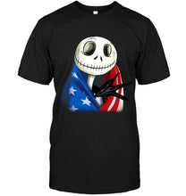 Load image into Gallery viewer, Jack Skellington American flag shirt